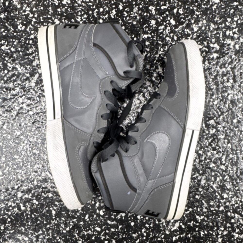 Nike Big Nike AC High Top Dark Grey Leather Men's Athletic Sneakers 477103-020
